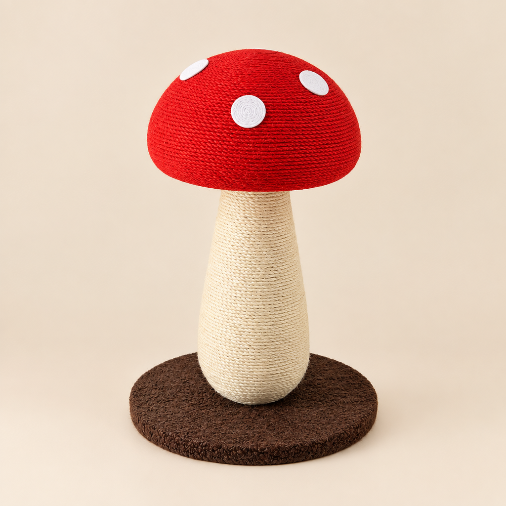 Cat Scratcher | Red Mushroom Cat Tree Scratching Post | Red and White