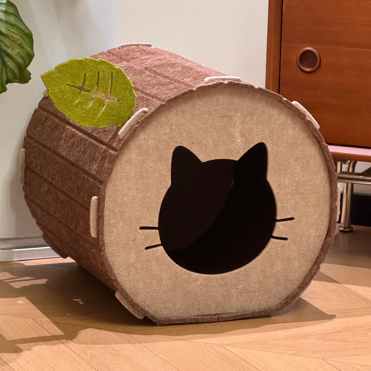Pet Bed | Tree Log Felt Cat Cave | Brown