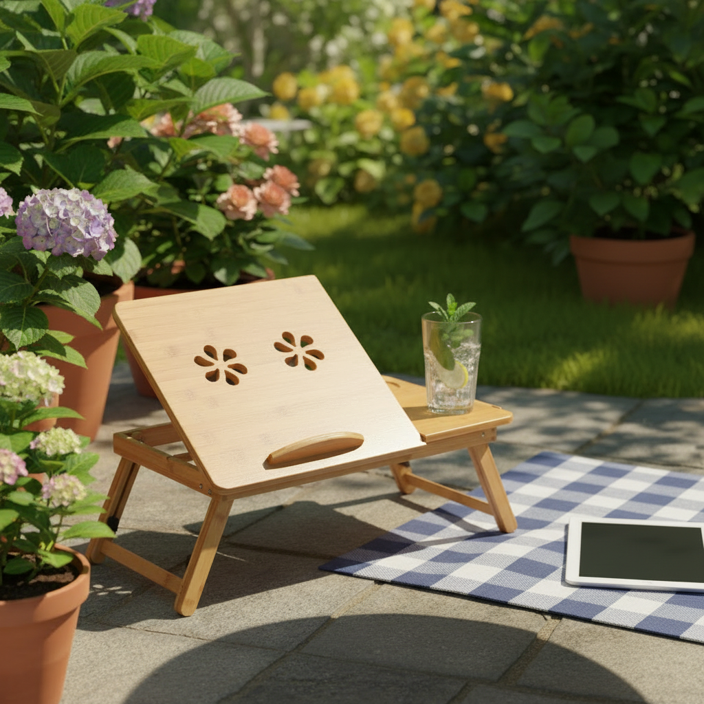 Foldable Table | Foldable and Adjustable Bamboo Laptop Table | Wood
