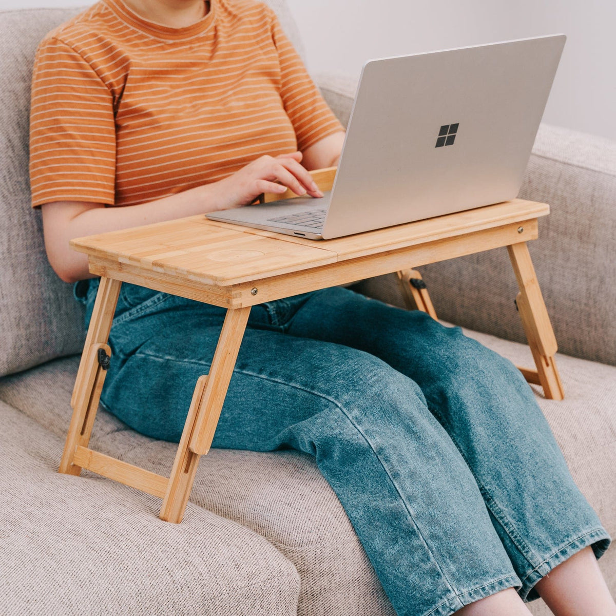 Foldable Table | Foldable and Adjustable Bamboo Laptop Table | Wood