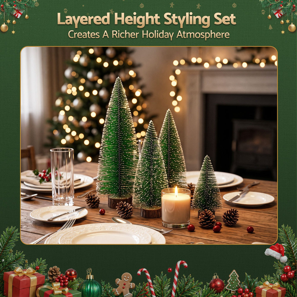 Christmas Décor | Jingle Jollys  4 Piece Christmas Mini Tree Set | Green