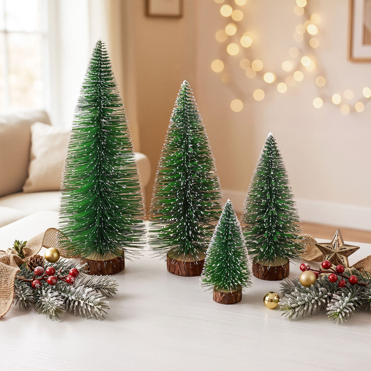 Christmas Décor | Jingle Jollys  4 Piece Christmas Mini Tree Set | Green