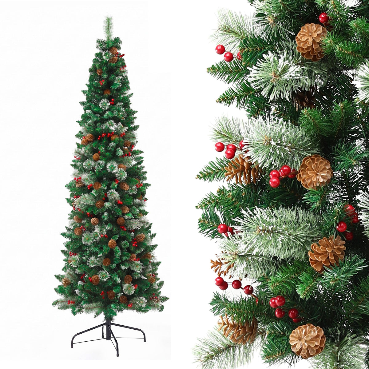 Christmas Décor | Jingle Jollys 2.1m Artificial Space-Saver Christmas Pine Tree | Green