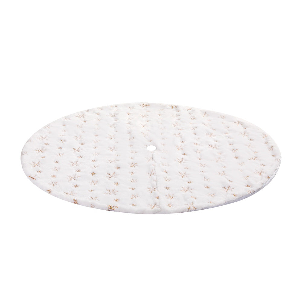 Christmas Decor | Jingle Jollys Snowflake Pattern Christmas Tree Skirt 120cm | White and Gold