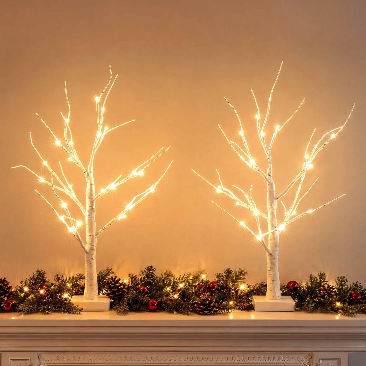 Christmas Décor | Jingle Jollys Lighted Branch Christmas Tree 2 Pack | Warm White