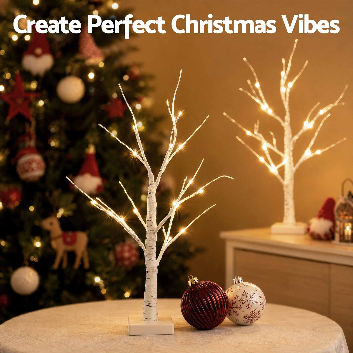 Christmas Décor | Jingle Jollys Lighted Branch Christmas Tree 2 Pack | Warm White