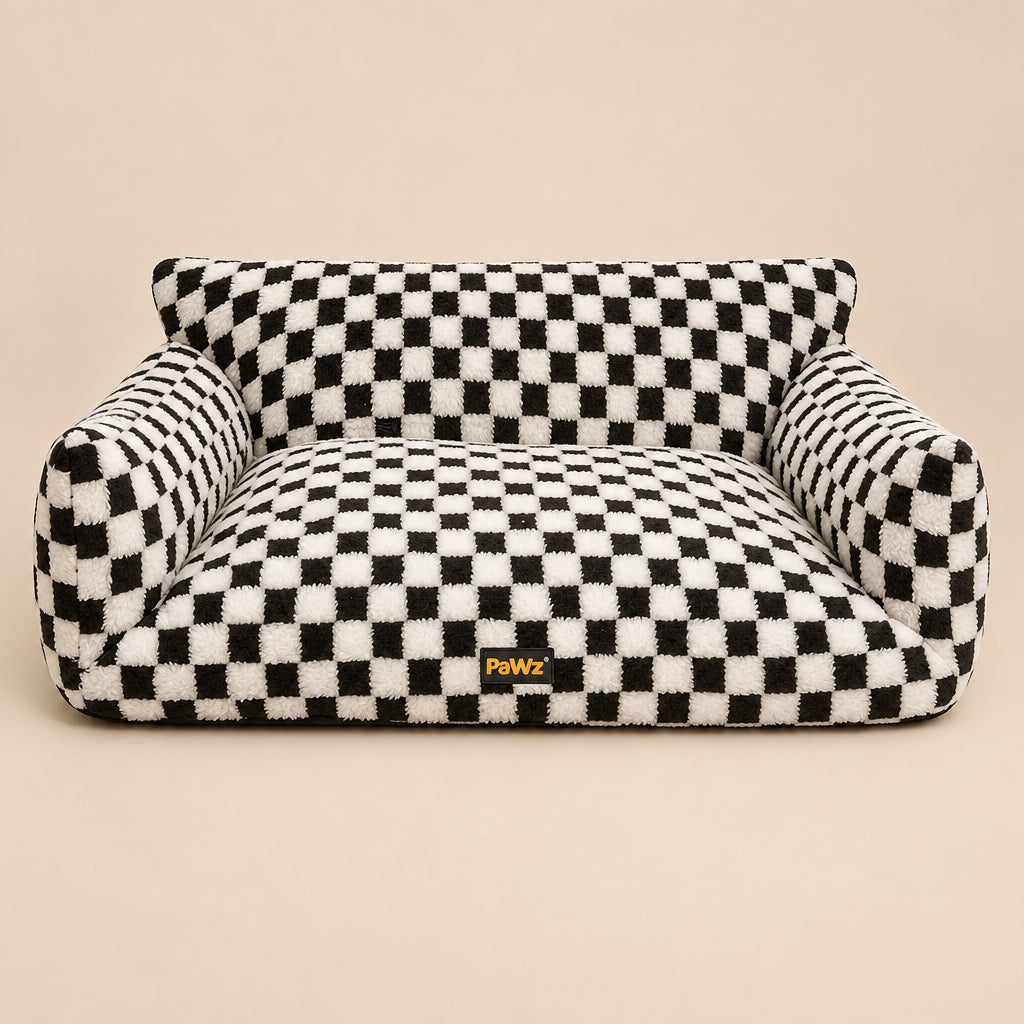 Pawz Pet Bed Plush Checkered Dog Bed Washable Cat Bed-0