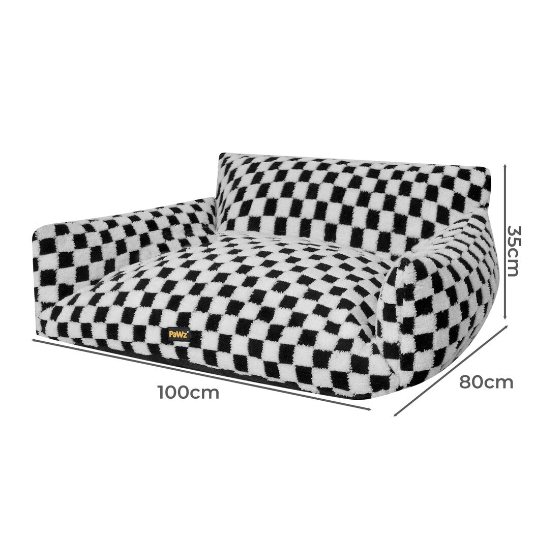 Pawz Pet Bed Plush Checkered Dog Bed Washable Cat Bed-1