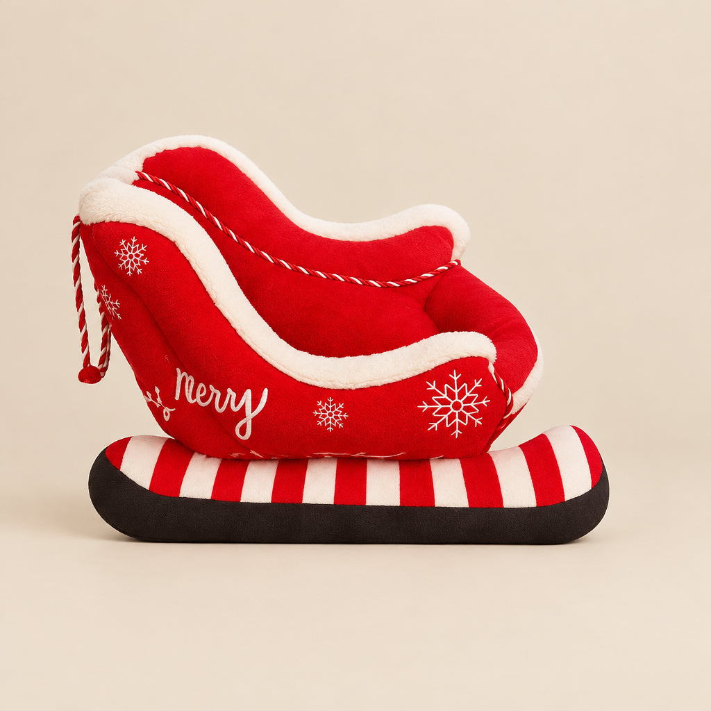 Holiday Christmas Plush Sled Dog Bed Red-0